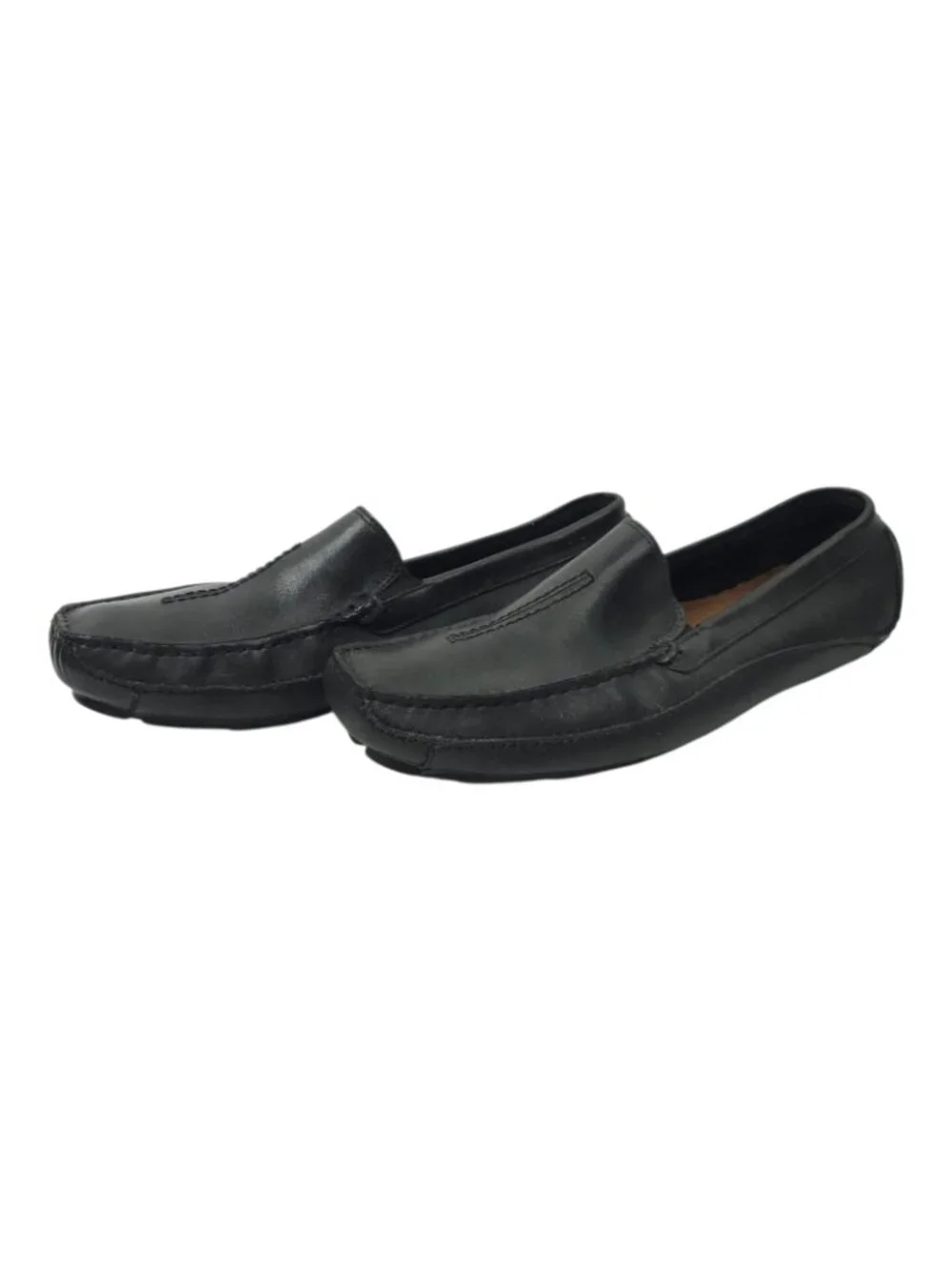 Clarks Leather Driving Loafers Mens 10 M Black Slip On Casual Shoes Moccasins